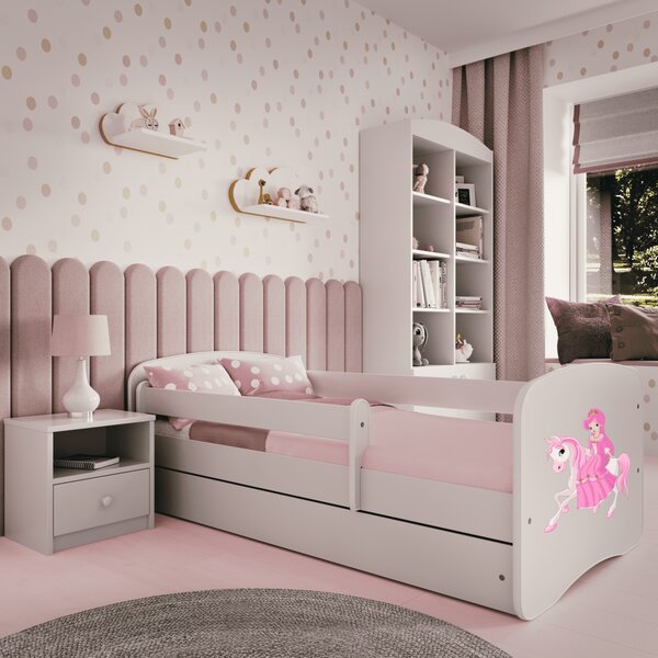 Kocot kids Detská posteľ Babydreams princezná na koni biela, variant 70x140, bez šuplíků, bez matrace