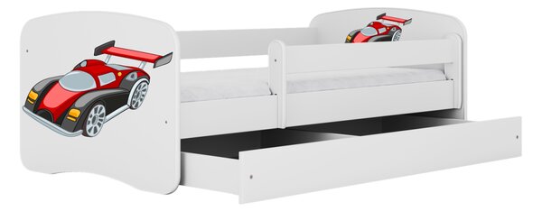 Kocot kids Detská posteľ Babydreams závodné auto biela, variant 70x140, bez šuplíků, bez matrace