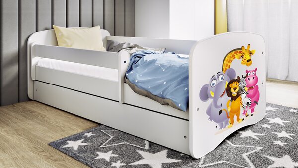 Kocot kids Detská posteľ Babydreams ZOO biela, variant 70x140, se šuplíky, s matrací