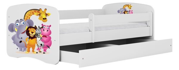 Kocot kids Detská posteľ Babydreams ZOO biela, variant 70x140, se šuplíky, s matrací