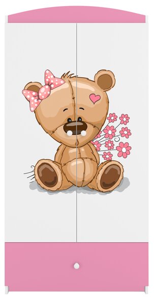 Kocot kids Detská skriňa Babydreams 90 cm medveď s kvetmi ružová