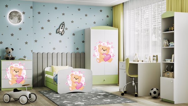 Kocot kids Detská skriňa Babydreams 90 cm medvedík s motýlikmi zelený