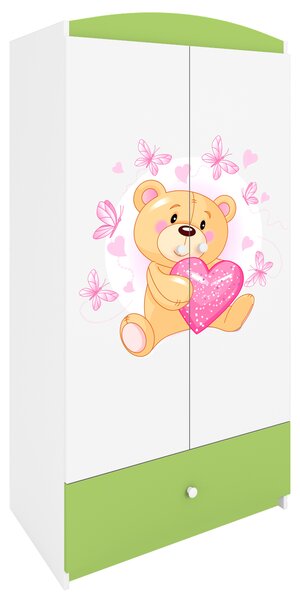Kocot kids Detská skriňa Babydreams 90 cm medvedík s motýlikmi zelený