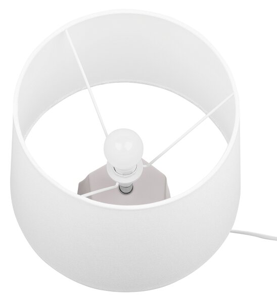 Stolná lampa ružová keramika 43 cm látkové tienidlo biely geometrický základný kábel s vypínačom Moderný minimalistický štýl