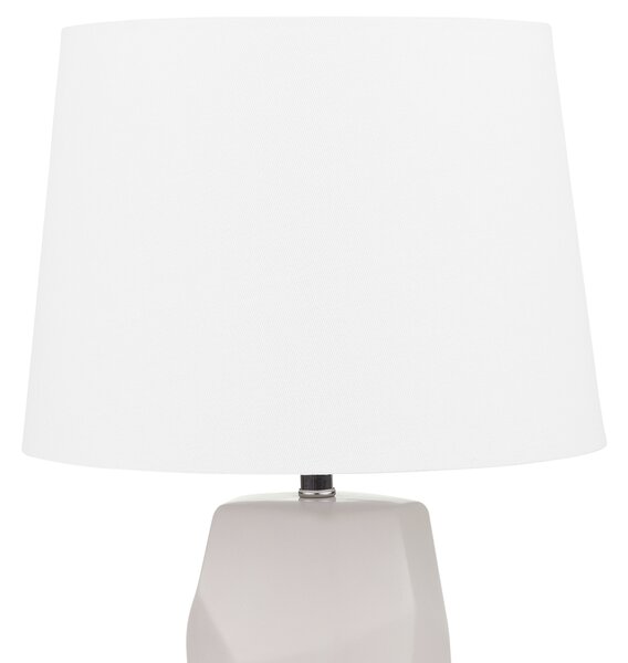 Stolná lampa ružová keramika 43 cm látkové tienidlo biely geometrický základný kábel s vypínačom Moderný minimalistický štýl