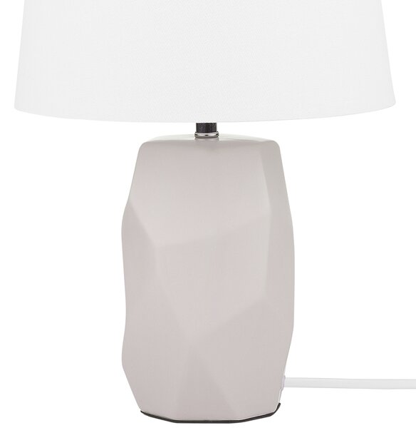 Stolná lampa ružová keramika 43 cm látkové tienidlo biely geometrický základný kábel s vypínačom Moderný minimalistický štýl