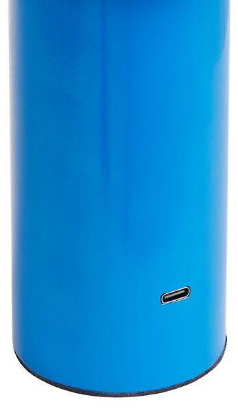 Stolná lampa modrá železo s dotykovým vypínačom nabíjanie cez USB kábel bezdrôtová moderný štýl interiér exteriér
