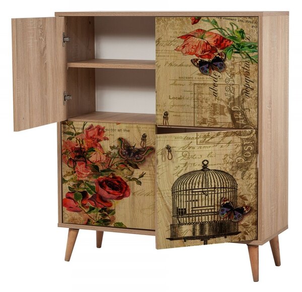 Hanah Home Komoda Kikos 95 cm hnedá/červená
