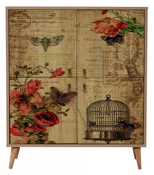 Hanah Home Komoda Kikos 95 cm hnedá/červená