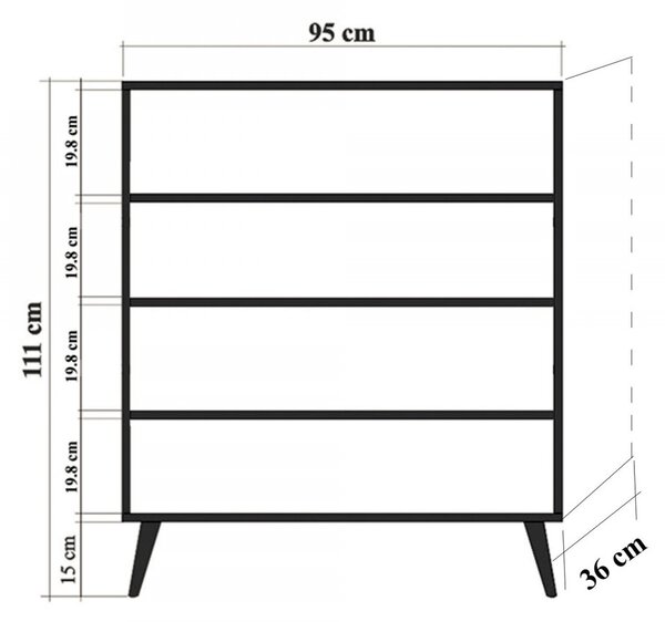 Hanah Home Komoda Kikos 95 cm dub sonoma