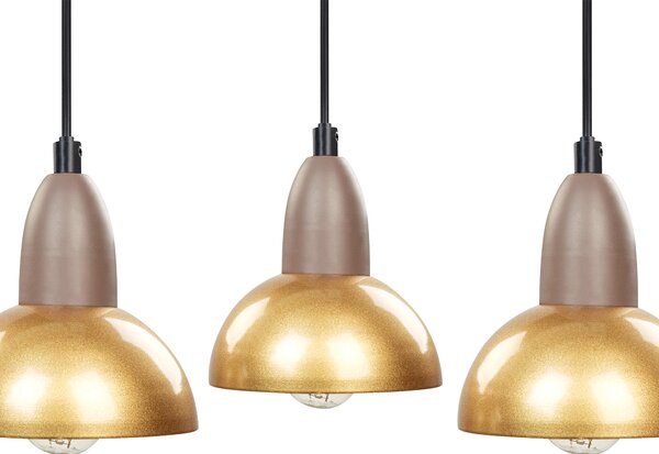 Závesná lampa mosadzná kovová železná základňa 3 tienidlá svetlá doplnky osvetlenie obývacia izba jedáleň