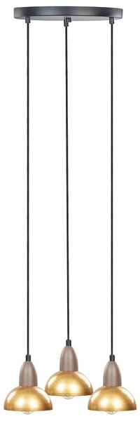 Závesná lampa mosadzná kovová železná základňa 3 tienidlá svetlá doplnky osvetlenie obývacia izba jedáleň