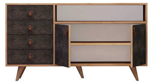 Hanah Home Komoda Pagina I 140 cm dub craft zlatý/tmavý beton