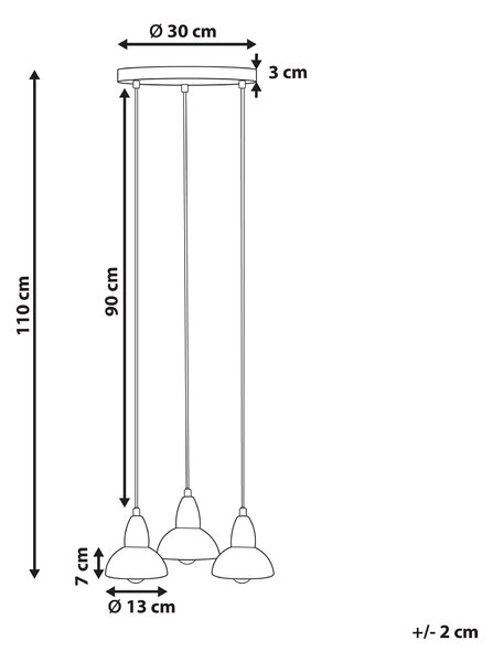 Závesná lampa mosadzná kovová železná základňa 3 tienidlá svetlá doplnky osvetlenie obývacia izba jedáleň
