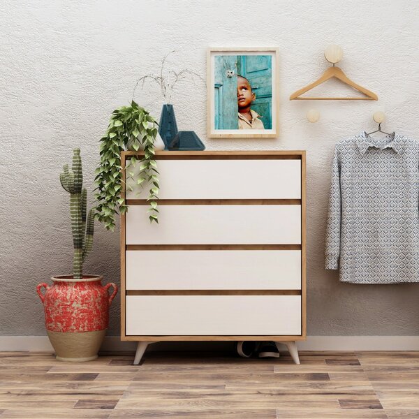Hanah Home Komoda Seria III 70 cm dub craft zlatý/biela