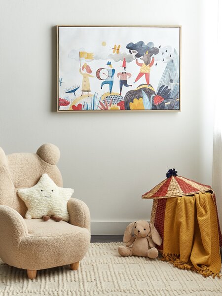 Obraz na plátne viacfarebný 93 x 63 cm detský motív vzor postavičiek MDF rám moderný štýl detská izba