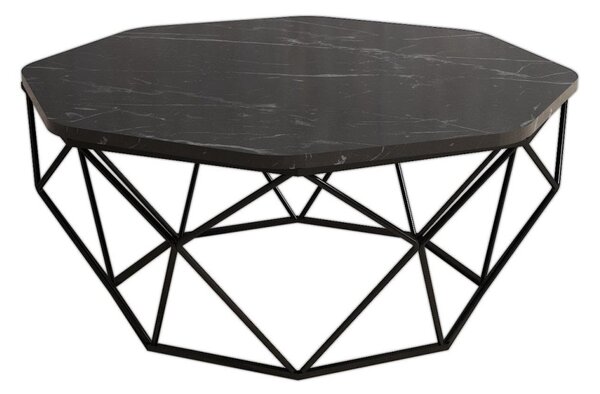 Hanah Home Konferenčný stolík Diamond 90 cm čierny mramor
