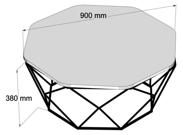 Hanah Home Konferenčný stolík Diamond 90 cm čierny mramor
