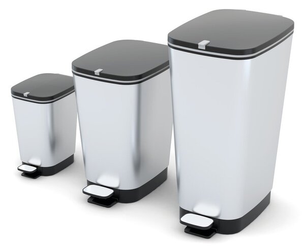 Pedálový plastový odpadkový kôš v striebornej farbe 45 l Chic Bin – KIS