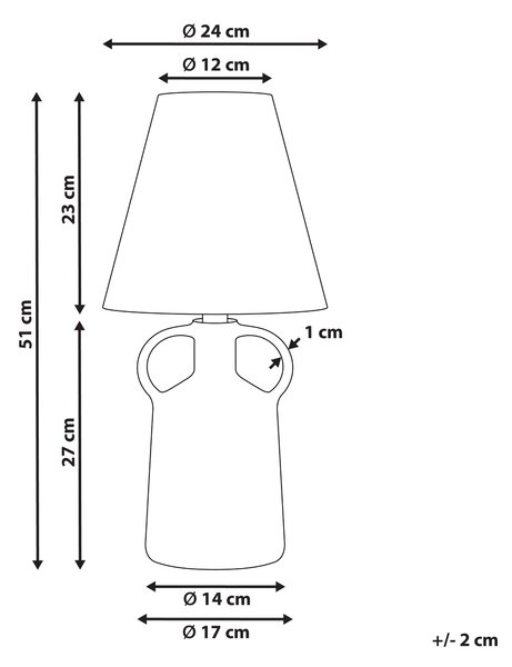 Stolová lampa sivobéžový keramický podstavec 24 x 24 x 51 cm prírodné prútené papierové tienidlo nočné svetlo spálňa obývačka