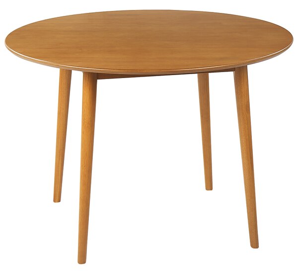 Jedálenský stôl svetlohnedá MDF kaučukové drevo ø 110 cm okrúhly dizajn retro štýl obývacia izba jedáleň