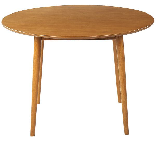 Jedálenský stôl svetlohnedá MDF kaučukové drevo ø 110 cm okrúhly dizajn retro štýl obývacia izba jedáleň