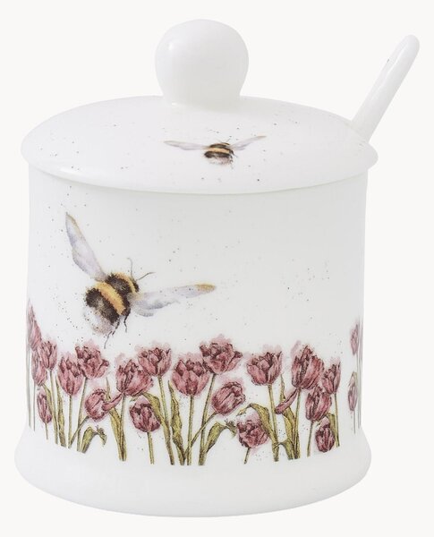 Cukornička z jemného kostného porcelánu's lyžičkou Bee