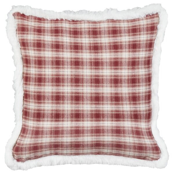 Sada 2 dekoratívnych vankúšov červená polyester tartanový kockovaný vzor vianočný motív 45 x 45 cm štvorcový tvar dekorácie doplnky