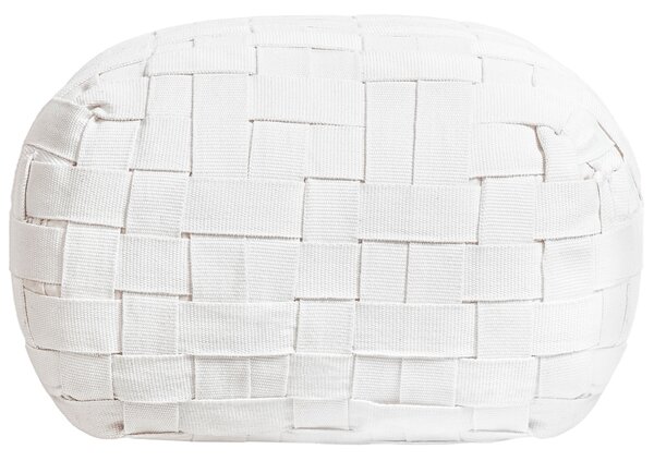 Záhradný taburet krémová biela syntetický materiál 50 x 50 cm štvorcový tvar pletený ručná výroba puf podnožka boho štýl interiér exteriér