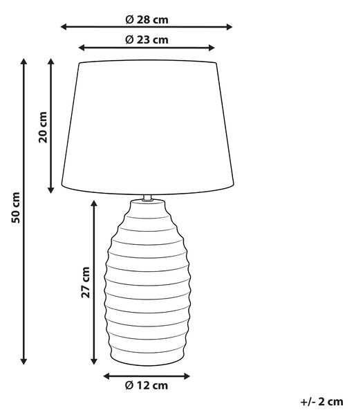 Stolná lampa krémová biela keramický podstavec s kamenným vzhľadom ľanové tienidlo škandinávsky štýl obývacia izba spálňa