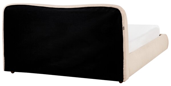 Posteľ s úložným priestorom béžová buklé čalúnenie 160 x 200 cm minimalistický moderný dizajn spálňa