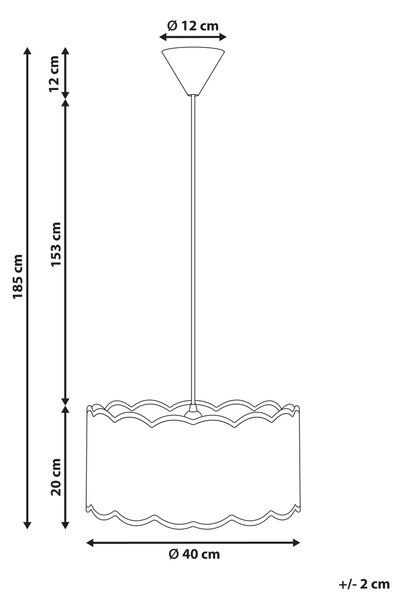 Závesná lampa biela a béžová železný rám látkové tienidlo moderný štýl obývacia izba spálňa
