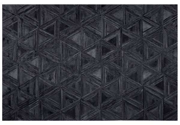 Koberec čierny z hovädzej kože 140 x 200 cm so vzorom ručne vyrobený s krátkym vlasom moderný