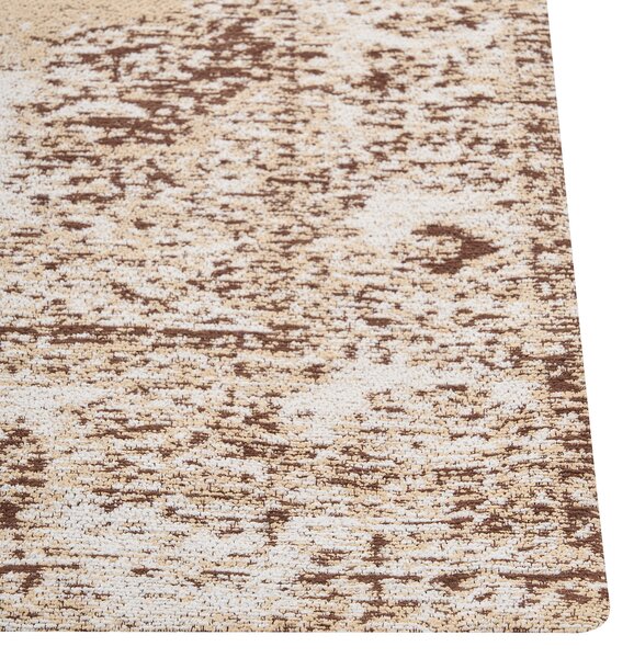 Koberec béžový behúň 80 x 300 cm orientálny s vyblednutým efektom obývacia izba spálňa