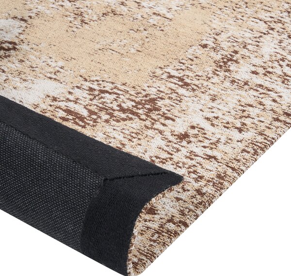 Koberec béžový behúň 80 x 300 cm orientálny s vyblednutým efektom obývacia izba spálňa