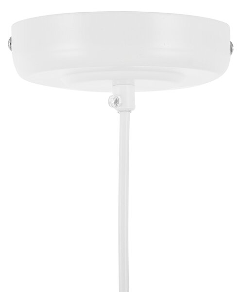 Závesná lampa biela kov geometrický tvar na 1 žiarovku osvetlenie moderný industriálny štýl kuchyňa jedáleň obývačka