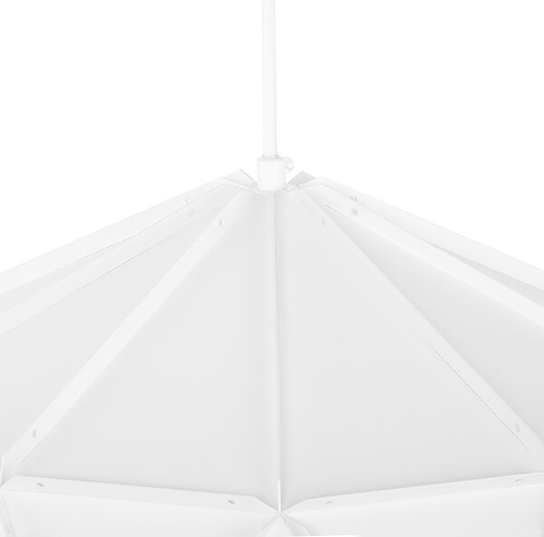 Závesná lampa biela kov geometrický tvar na 1 žiarovku osvetlenie moderný industriálny štýl kuchyňa jedáleň obývačka