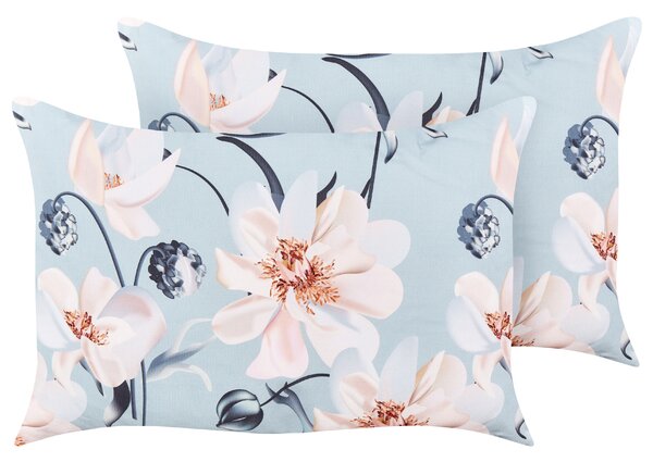 Sada 2 záhradných vankúšov modrá polyester kvetinový vzor 40 x 60 cm moderné vonkajšie dekorácie vodoodolné