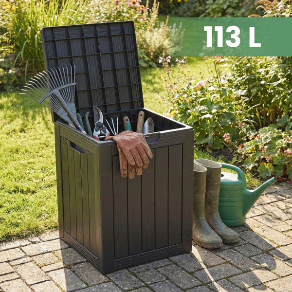 Záhradný úložny box čierny 113 L