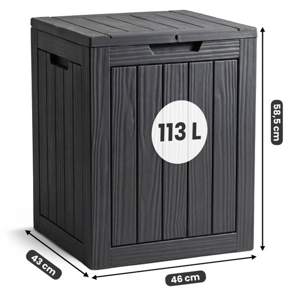 Záhradný úložny box čierny 113 L