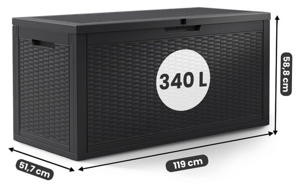 Záhradný úložny box čierny 340 L
