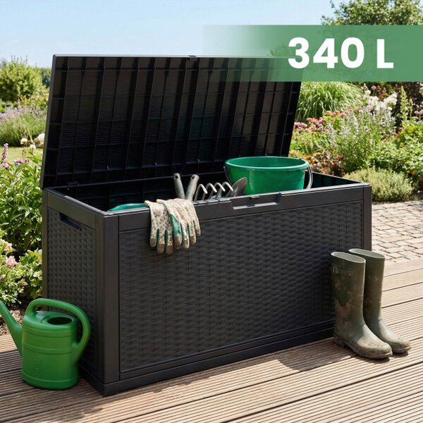Záhradný úložny box čierny 340 L