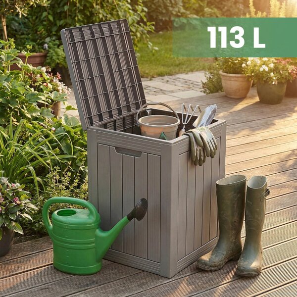 Záhradný úložny box sivý 113 L