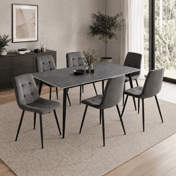 Jedálenská stolička zamatová, sivá CT-V5081 GREY4