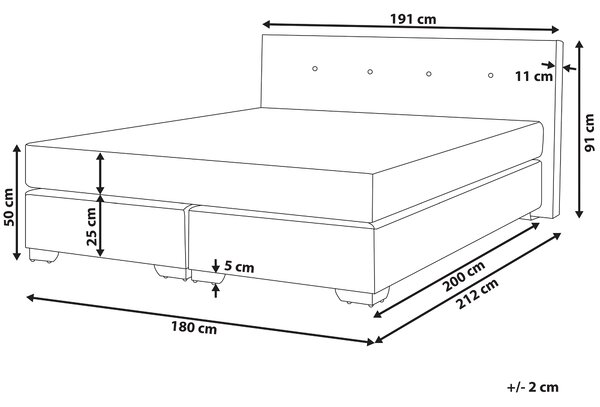 Kontinentálna posteľ béžová 180 x 200 cm čalúnený rám postele s matracom moderná spálňa
