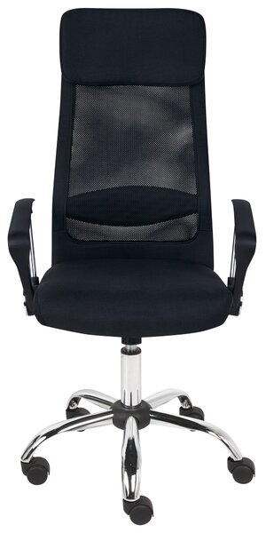 Kancelárska stolička čierna sieťovina výškovo nastaviteľná otočná s opierkami ergonomický tvar