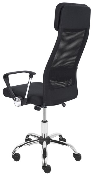 Kancelárska stolička čierna sieťovina výškovo nastaviteľná otočná s opierkami ergonomický tvar