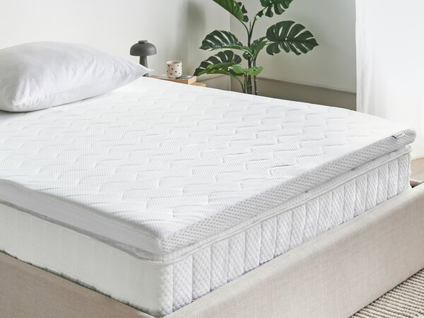 Vrchný matrac biela gélová pena polyesterový poťah 140 x 200 cm topper podložka na posteľ spálňa