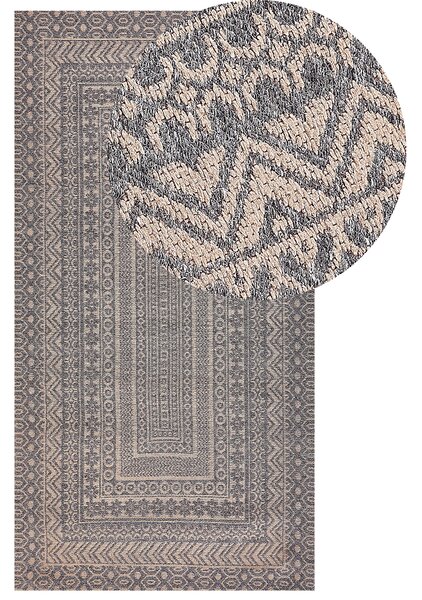 Koberec béžový a sivý juta vlna 80 x 150 cm moderný geometrický vzor mäkký povrch bytový doplnok