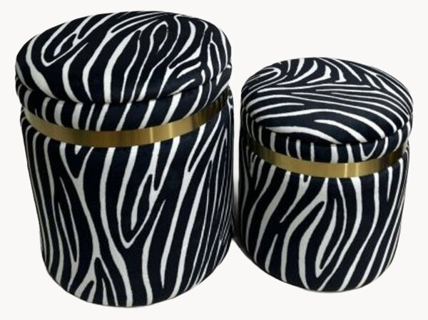 Čalúnené zamatové taburetky Wild Zebra, 2 ks